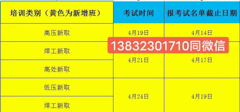 石家莊焊工證4月24日考試安排