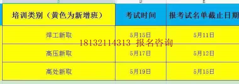 五月最新石家莊焊工證考試時間安排